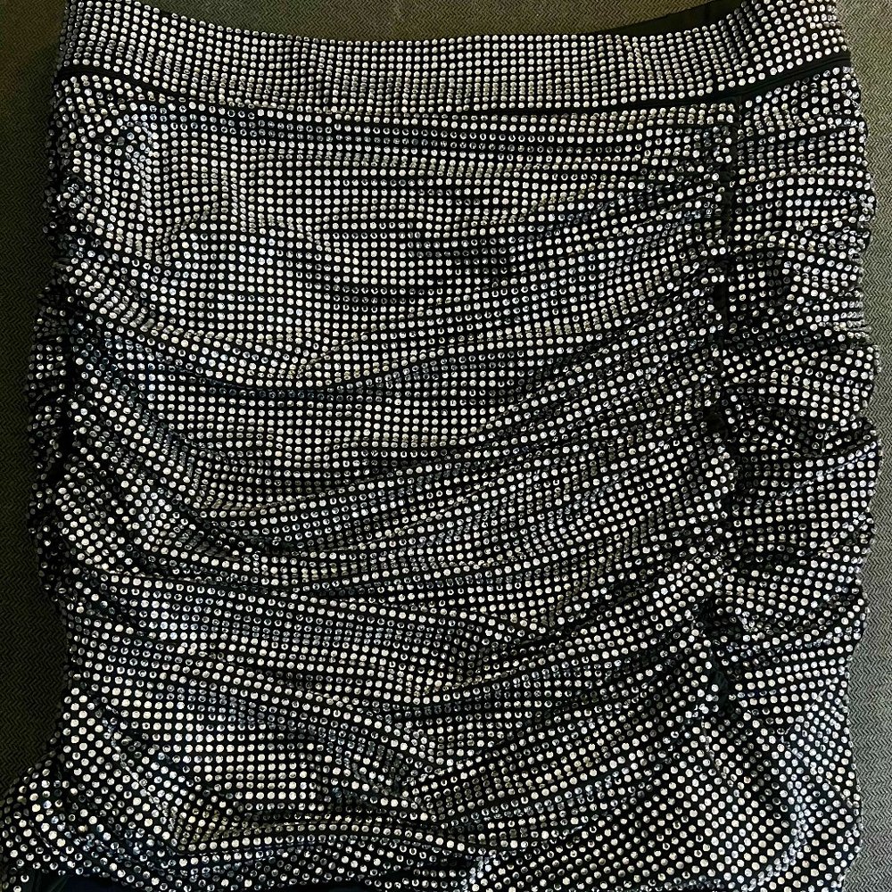 Pinko Rhinestone Scrunch Mini Skirt NWOT (Retail $558)